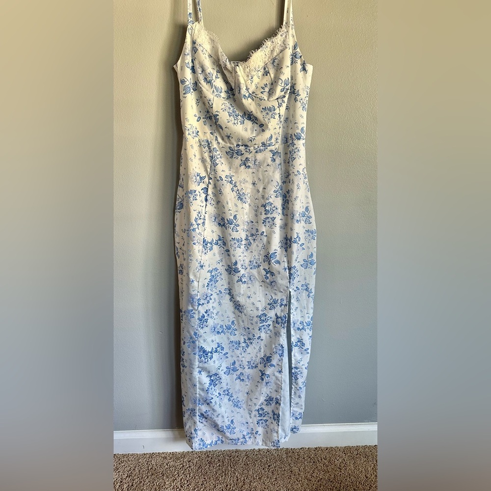 Floral Blue and White Dress